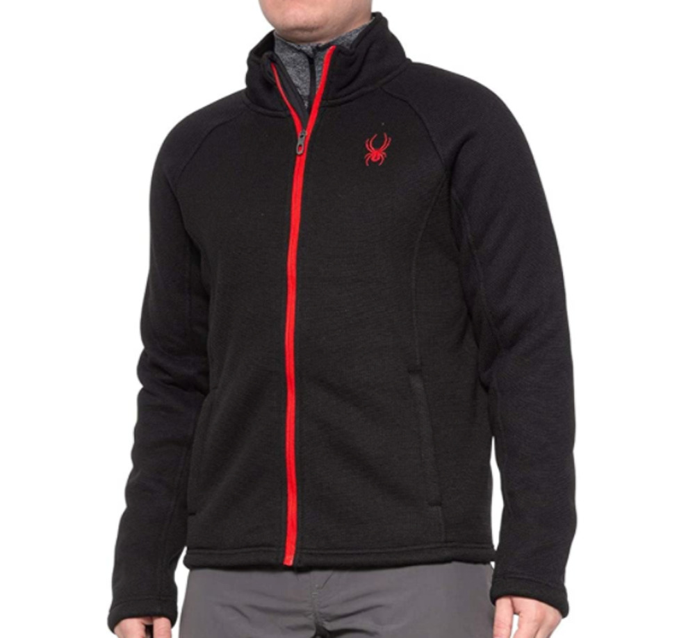 Spyder Mens Black Red Stellar Jacket Sherpa Lined Bonded Fleece NEW Small